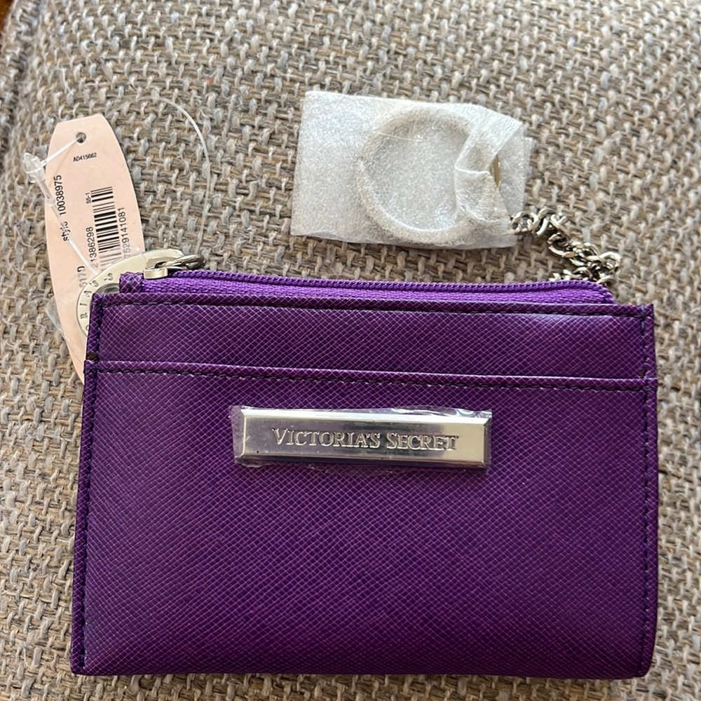 NWT - Victoria's Secret Keychain Coin Pouch & Card Holder in Purple